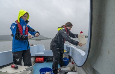 Routine sampling on the boat.